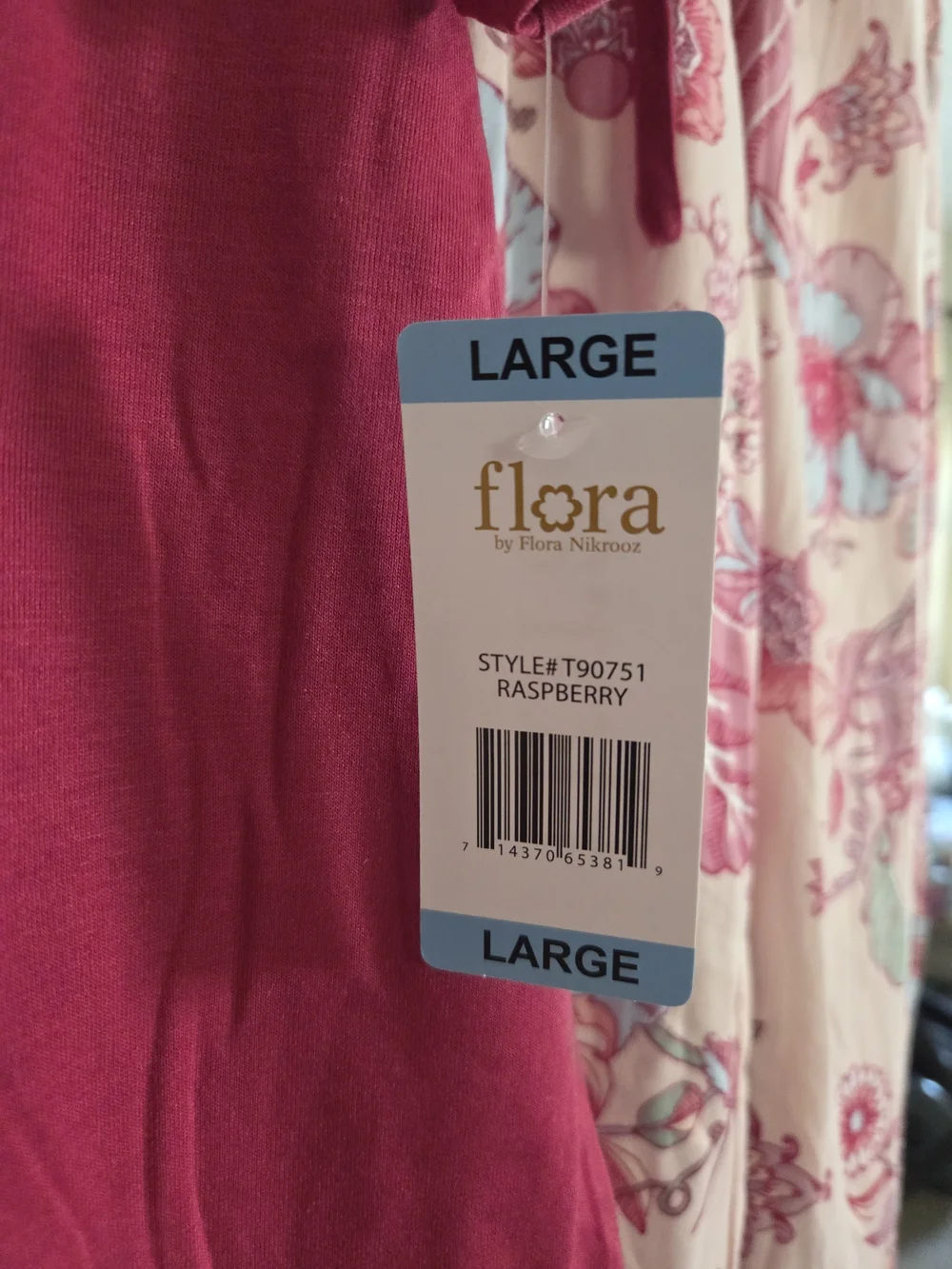 Flora Nikrooz Raspberry Short-Sleeve Top & Blush Floral Pajama Capri Pants NWT - Picture 4 of 8